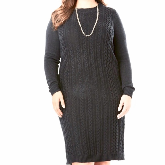 NEW 14/16 sweater  dress - black cableknit - Picture 2 of 6